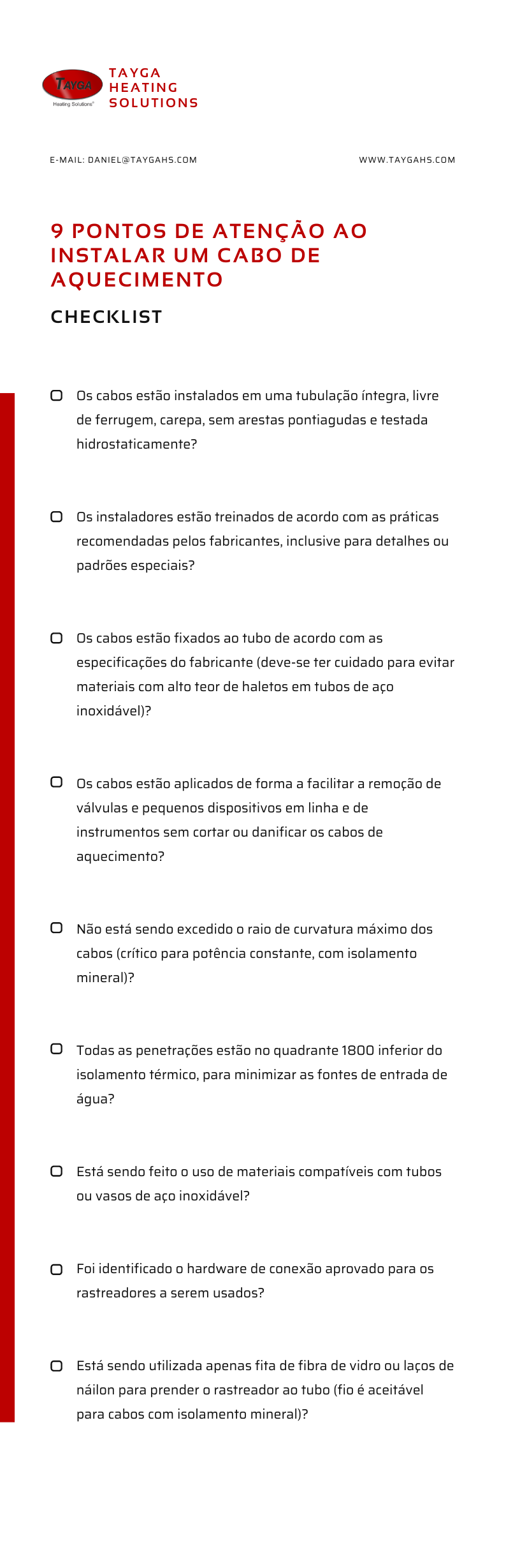 Checklist: 9 pontos de atenção ao instalar um cabo de aquecimento